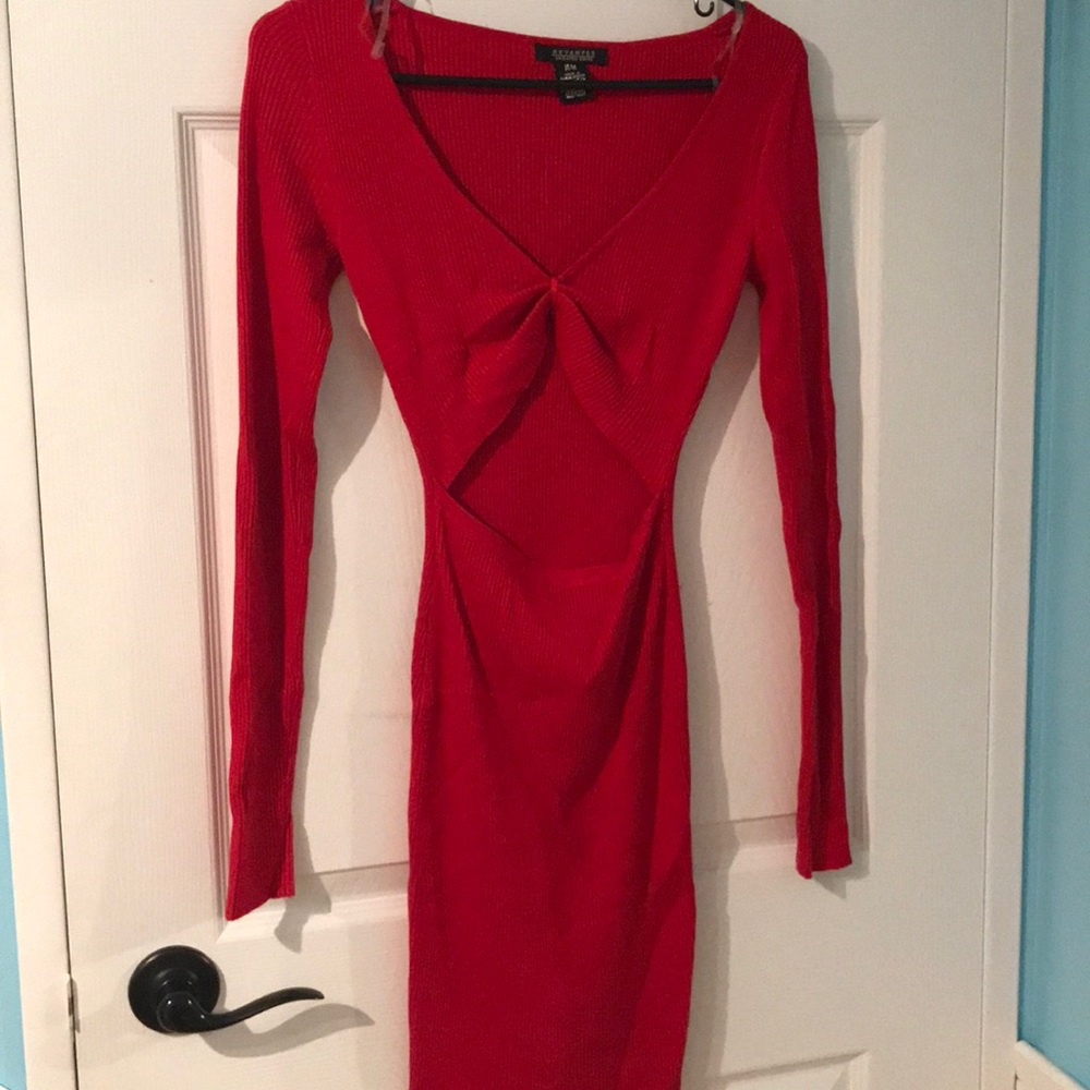 Red long sleeve dress